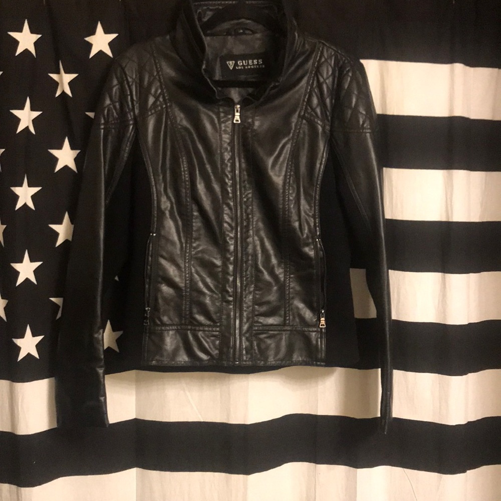 Guess black leather jacket